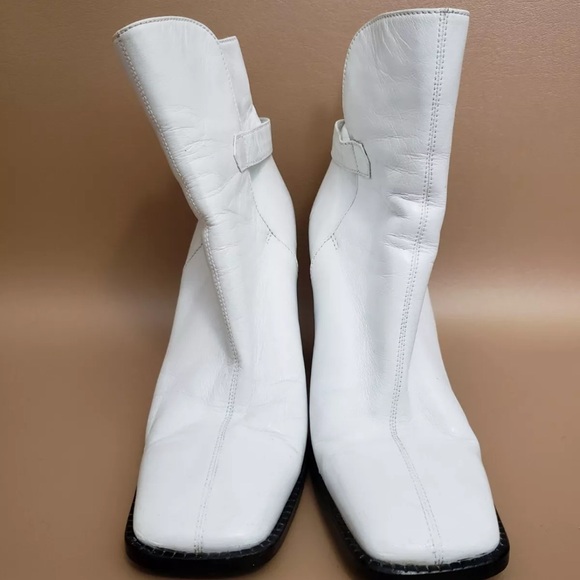 Vintage Chanel Square Toe Leather Ankle Boots - Picture 2 of 11